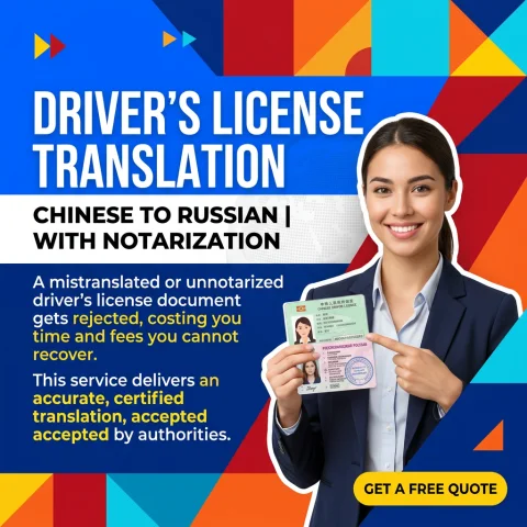 Driver's License Translation Chinese to Russian with Notarization